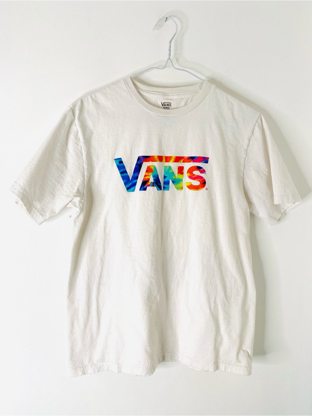 Vans White Graphic Logo Tee Colorful Crew Neck